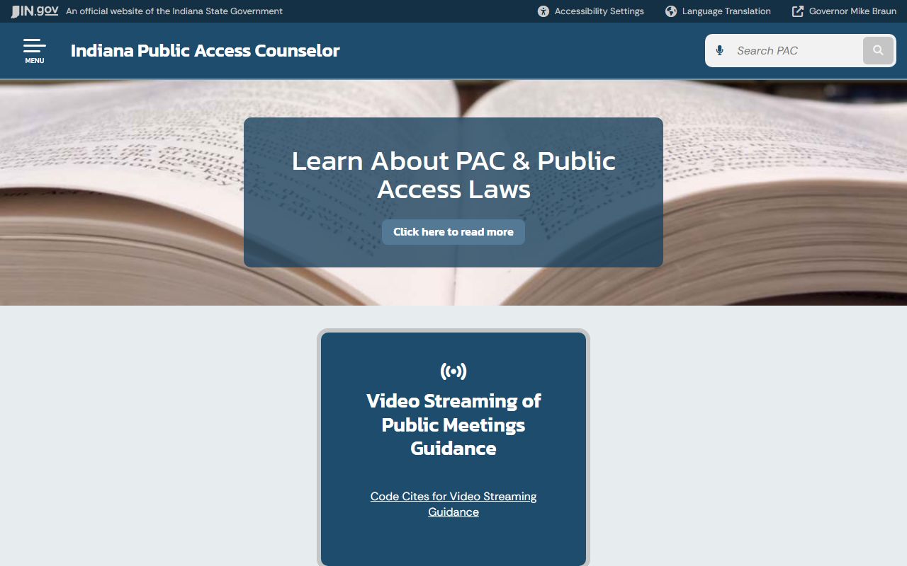 Indiana Public Access Counselor website for help with police blotter records requests